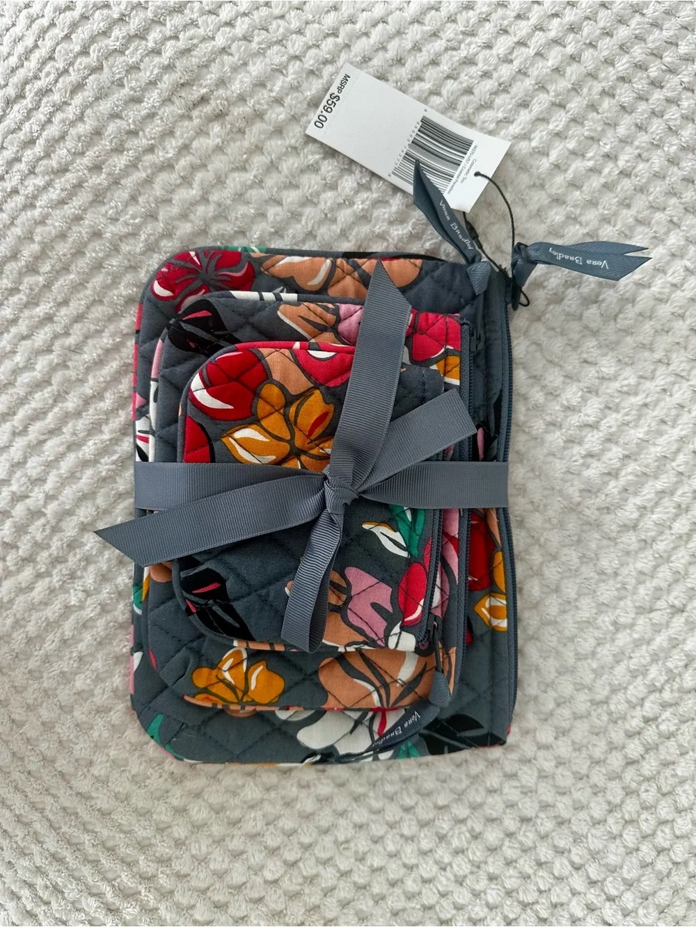 Vera Bradley Coastal Paradise Quilted  3 Cosmetic Pouch Set - NWT